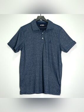 RUGBY UNIVERSITY Men's Short Sleeve Polo Shirt Navy Blue Heather Size Large